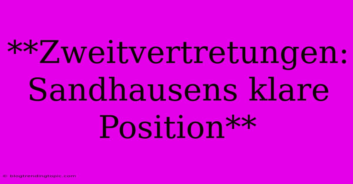 **Zweitvertretungen: Sandhausens Klare Position**