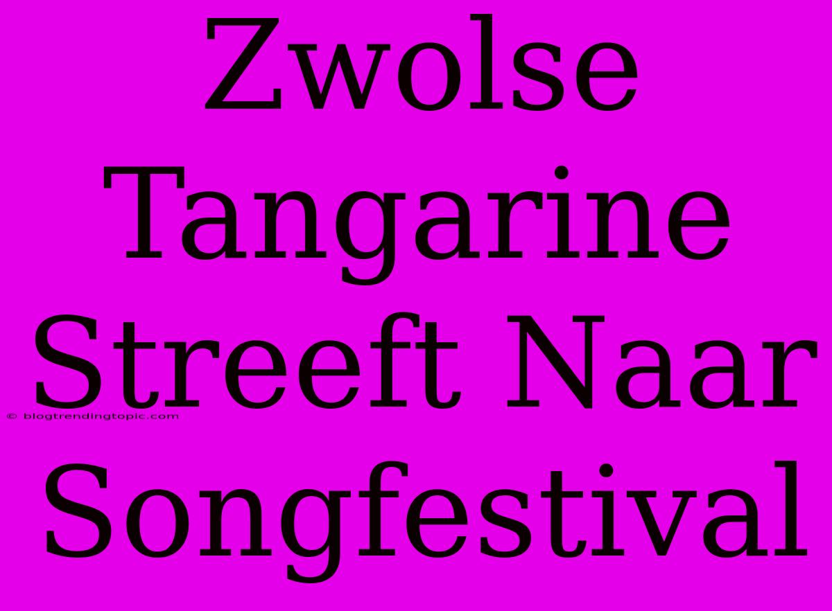 Zwolse Tangarine Streeft Naar Songfestival